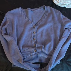 blue cardigan
